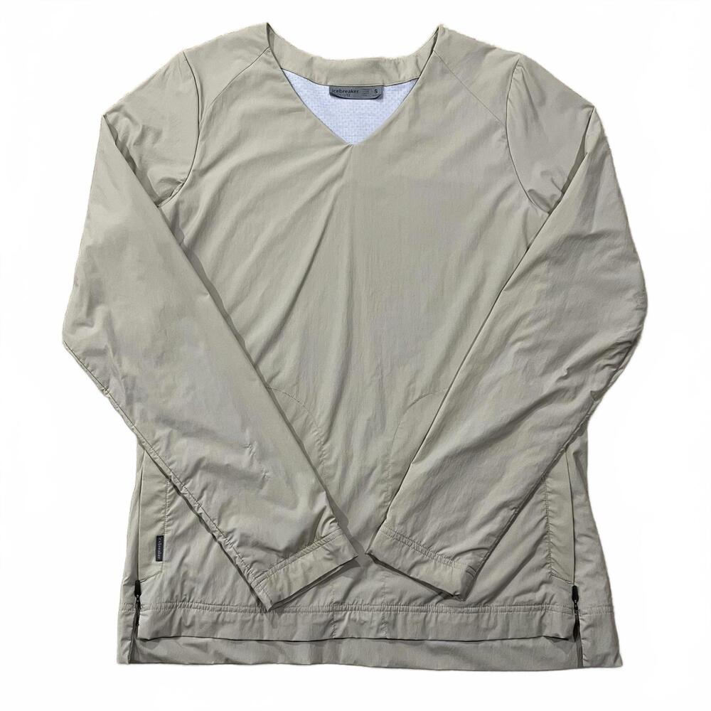 Icebreaker Womens Cool-Lite Venturous Long Sleeve Pullover Shirt Tan Size Small